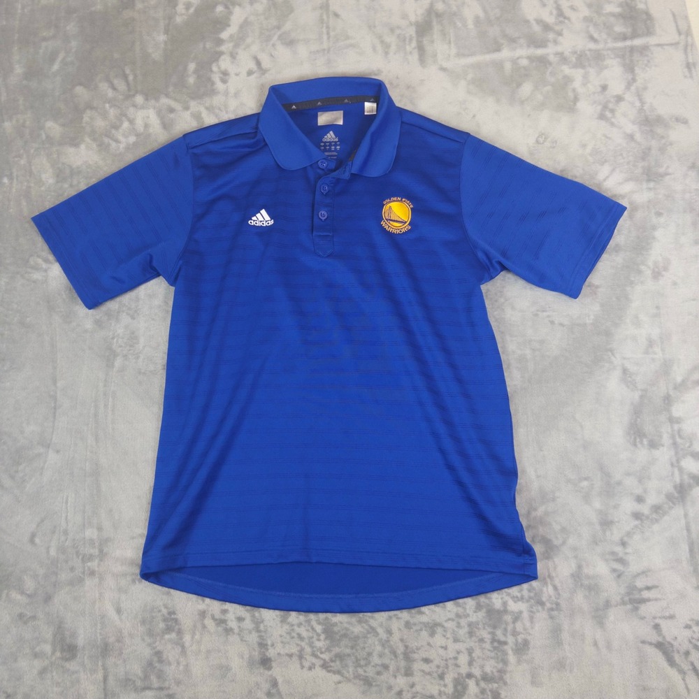 Adidas Polo Shirt Mens Large Blue Golden State Warriors NBA Basketball Fan Gear